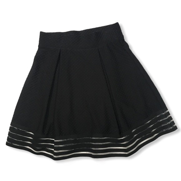 Material girl Skirt High waist pleated Mesh hem black - Picture 6 of 10